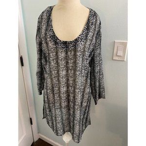 Tommy Bahama Tiger Embellished Tunic Swim Cover Up TSW84920C black~medium